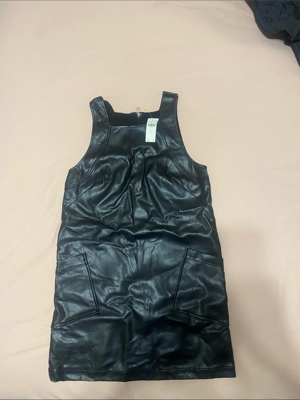 Anthropologie: Maeve Black Faux Leather Pinafore